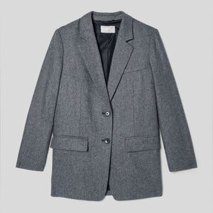 Everlane The Oversized Wool Blazer - Grey Herringbone in Size 0